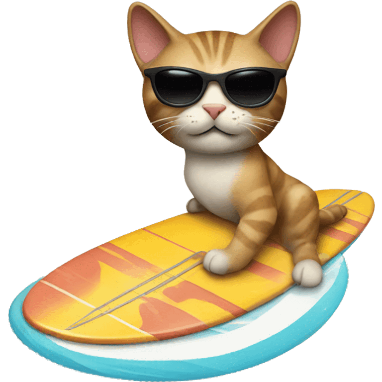 cat with sunglasses and surf table emoji