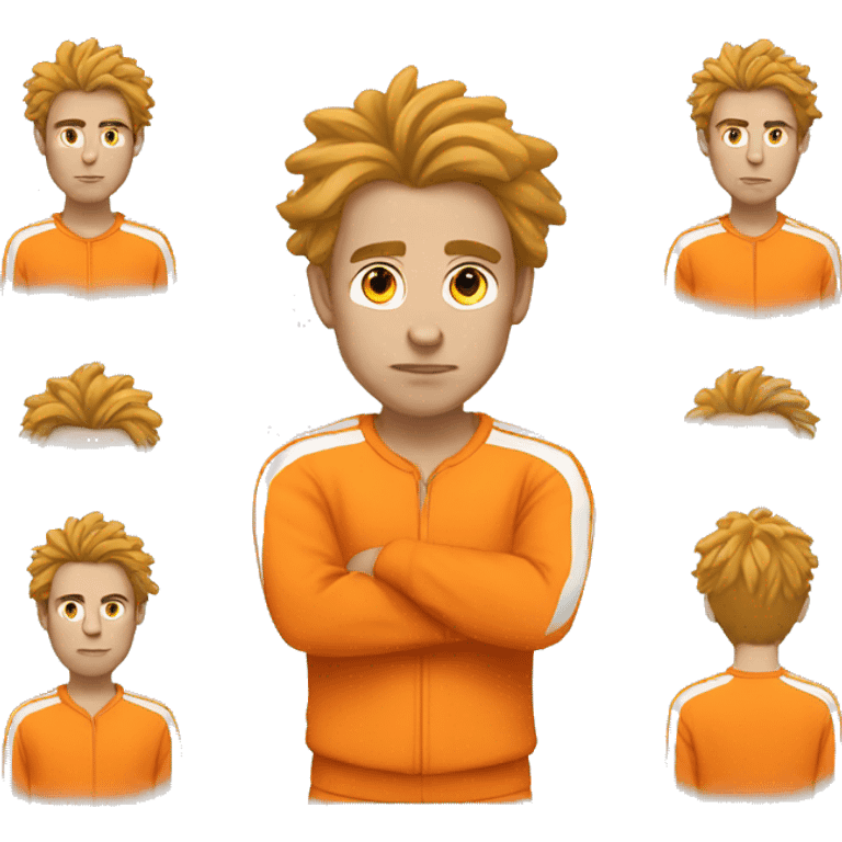 Male prisoner with messy hair in orange tracksuit emoji