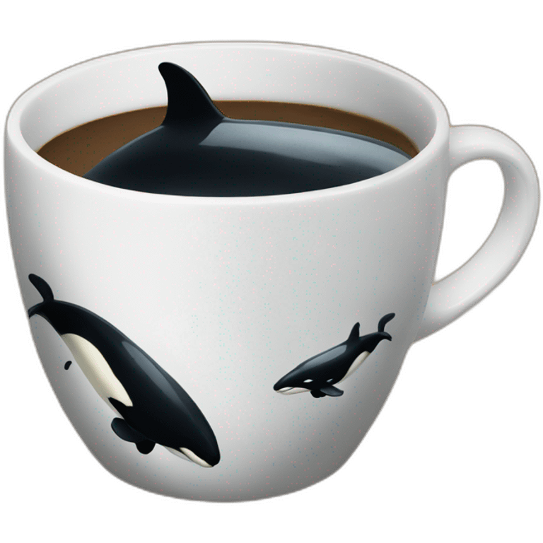 orca swimming inside coffee mug emoji