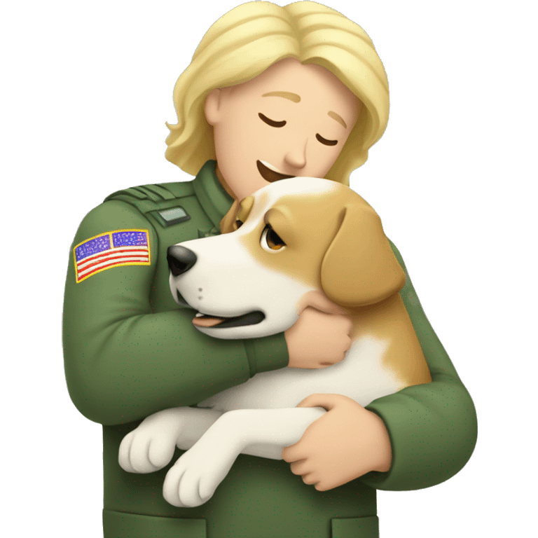 a vet hugging shaggy blonde dog emoji