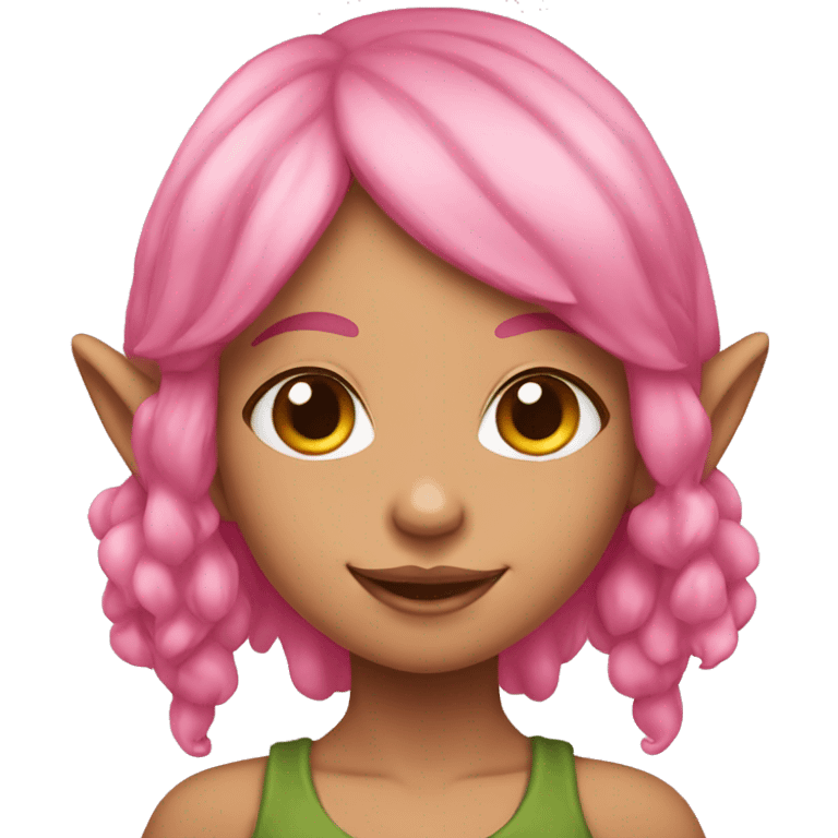 tan-skinned elf girl with pink hair emoji