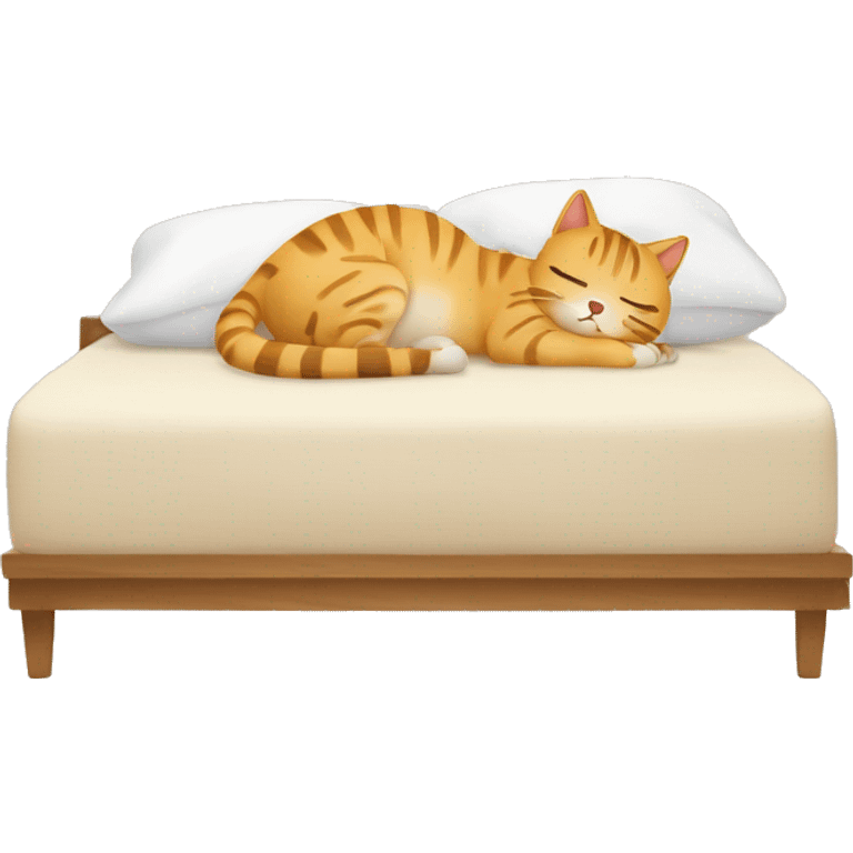 Gatito atigrado beige durmiendo en la cama emoji