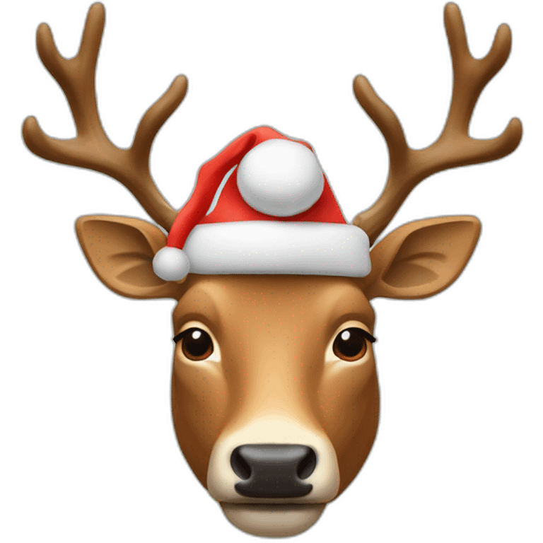 Un cerf avec un bonnet de Noël  emoji