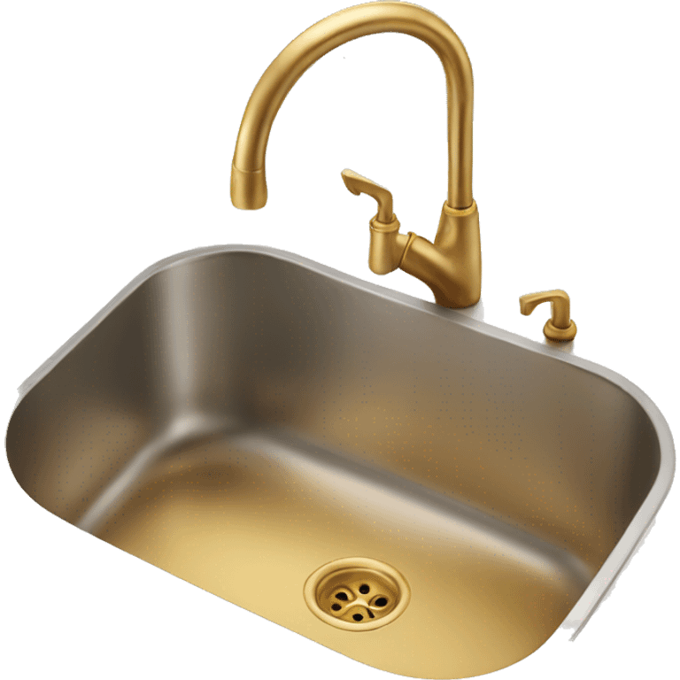 Realistic gold kitchen sink with faucet. emoji