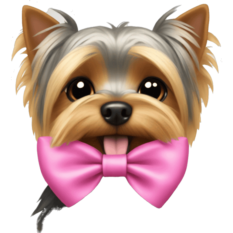 Yorkie terrier with a pink bow emoji