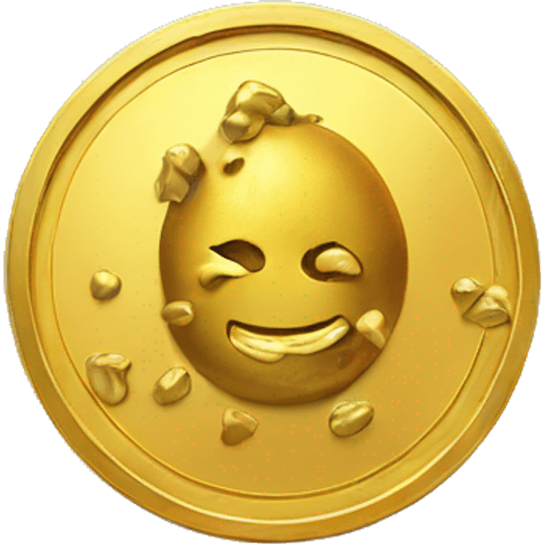 Gold coin with gold pepper inside emoji