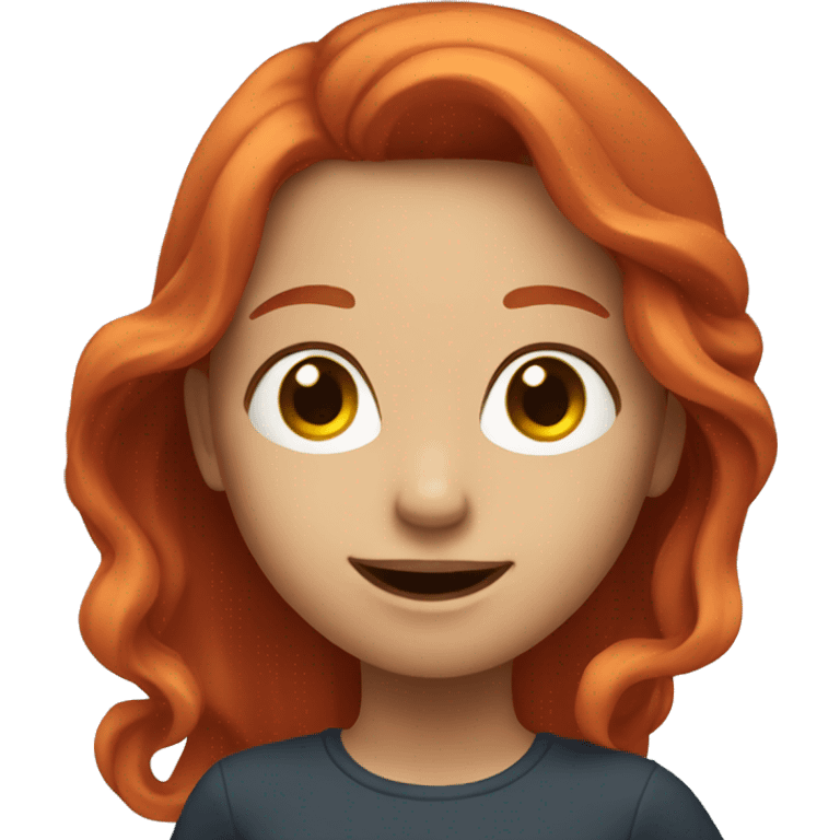 Girl with long red hair waving  emoji