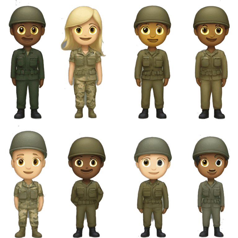 4 army people standing next to eachother emoji