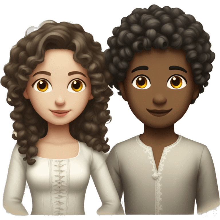 Georgian girl with curly hair and Russian boy with white skin emoji