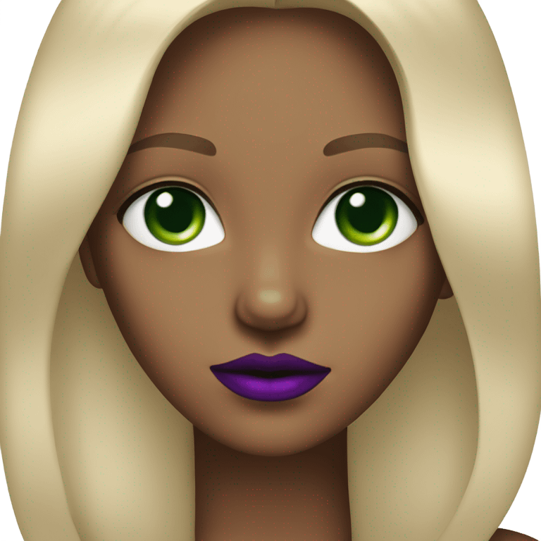 Straight short Ombré Blonde girl with Green eyes & purple lipstick emoji