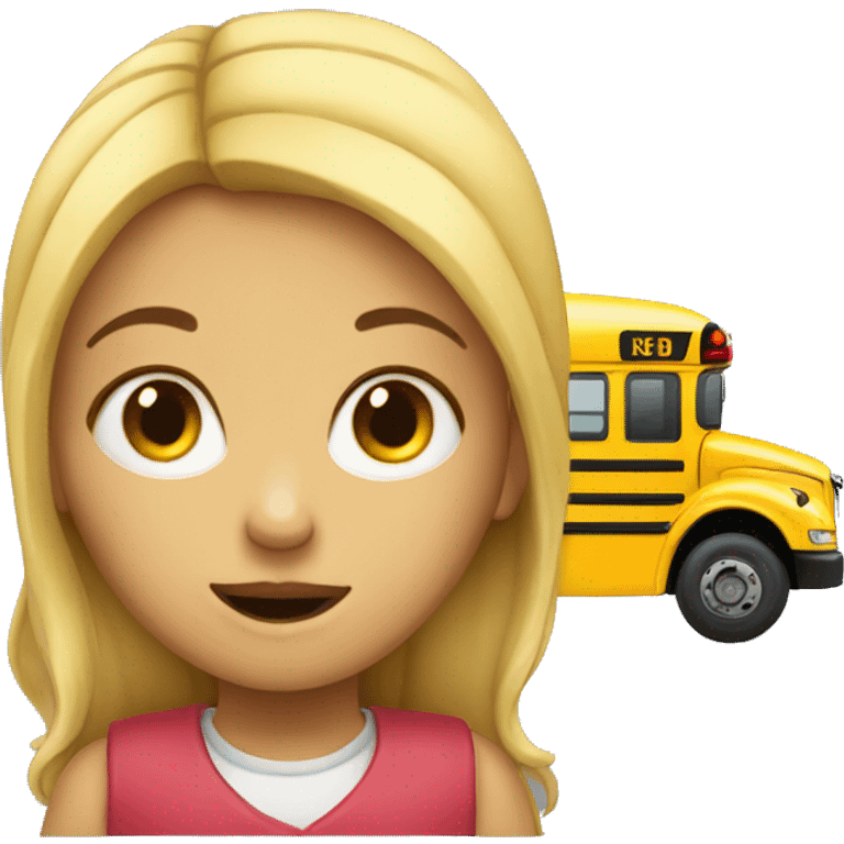 Girl eating school bus emoji