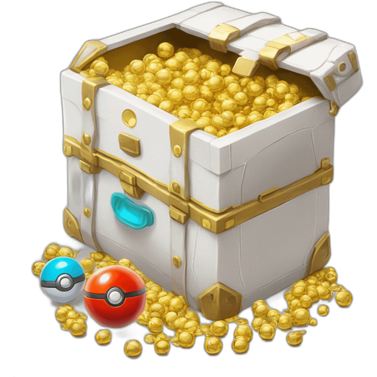 Pokemon Game LootCase White Color Rich Treasure Legendary Epic Pokeballs and Pokemons Inside emoji