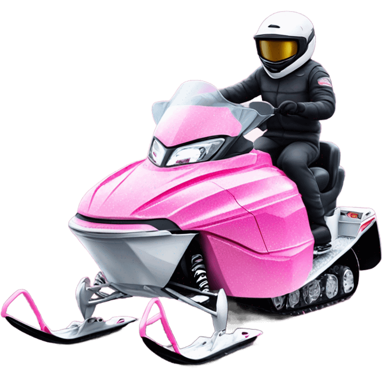 Pink ombre snowmobile with glitter emoji