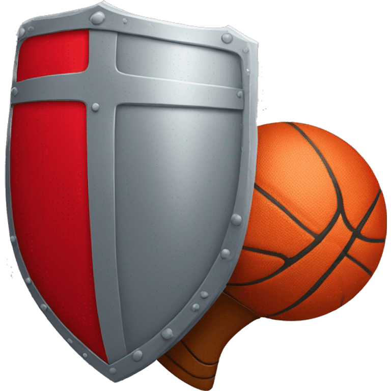 Shield with basketball held by a red knight emoji