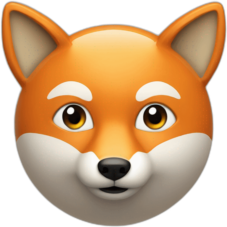 3d sphere with a cartoon fox with big calm eyes emoji