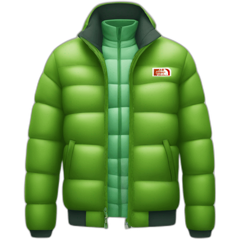 a cucumber in the shape of a man wears a jacket the north face emoji