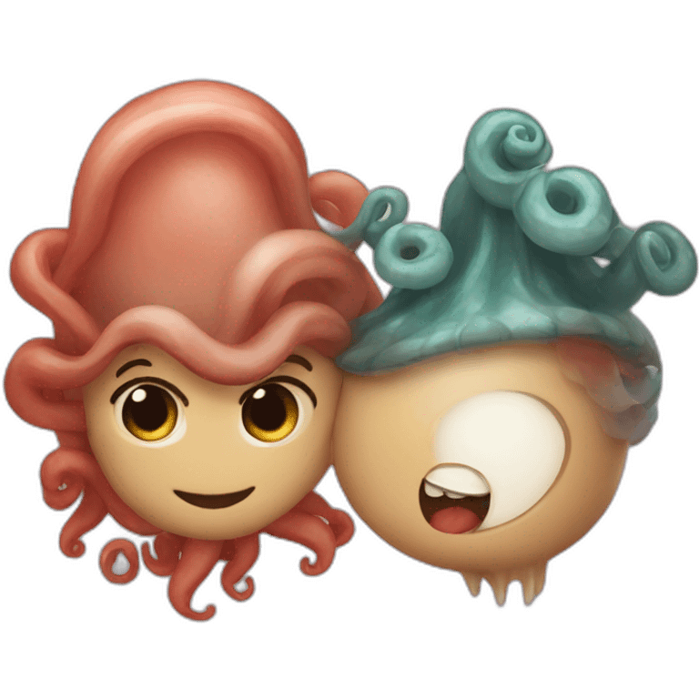 Cute in love kraken couple emoji