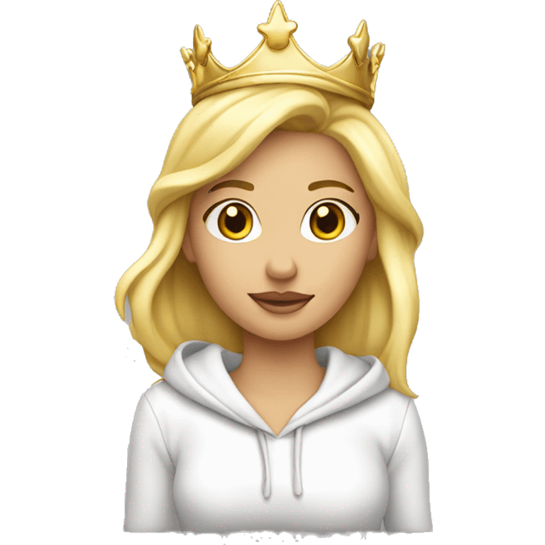 blond princess white with crown hoodie liquid emoji