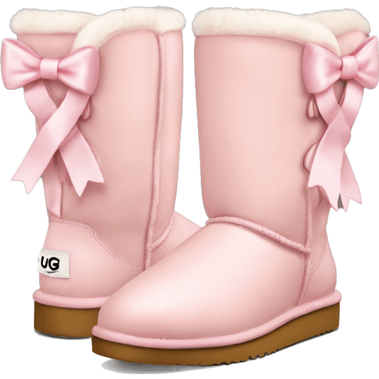 Light pink UGG boots with bow emoji