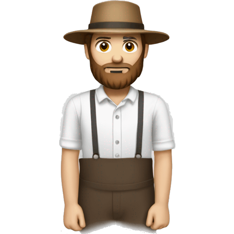 Amish man white with brown straw hat building a building with beard without a mustache holding a saw emoji