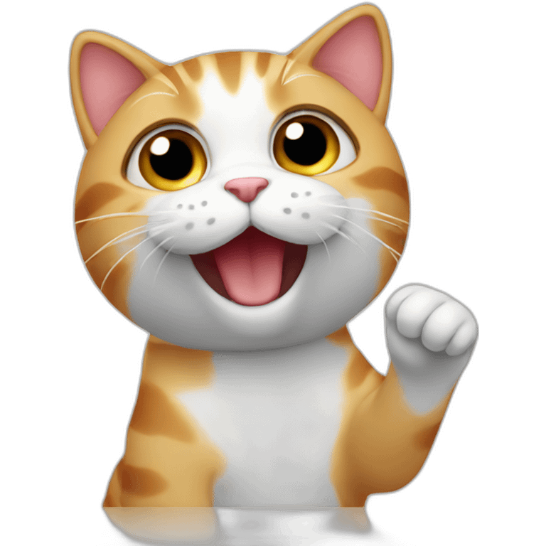 cute cat waving emoji