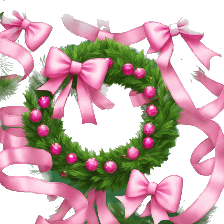  pink christmas wreath with a pink bow emoji