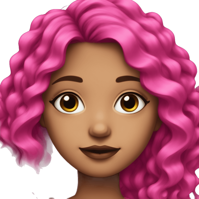 Pretty girl with dark eye makeup and long, magenta pink, wavy, thick hair emoji