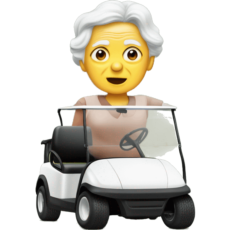 Old lady golf cart crashed into tree emoji