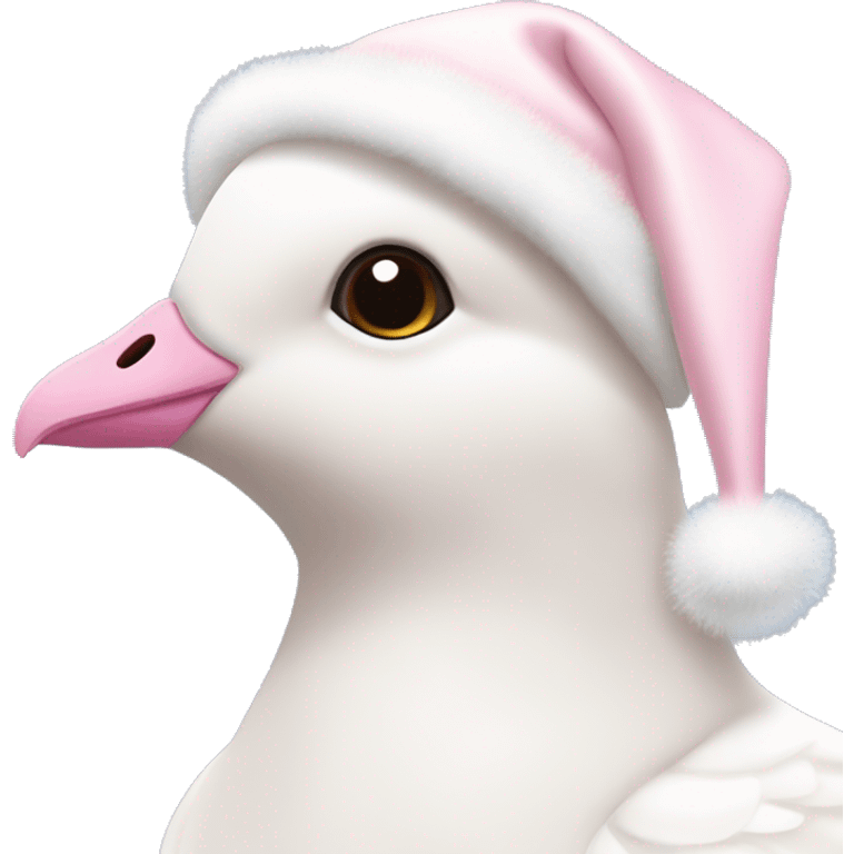 light pink beautiful magestic dove wearing light pink and white christmas hat  emoji