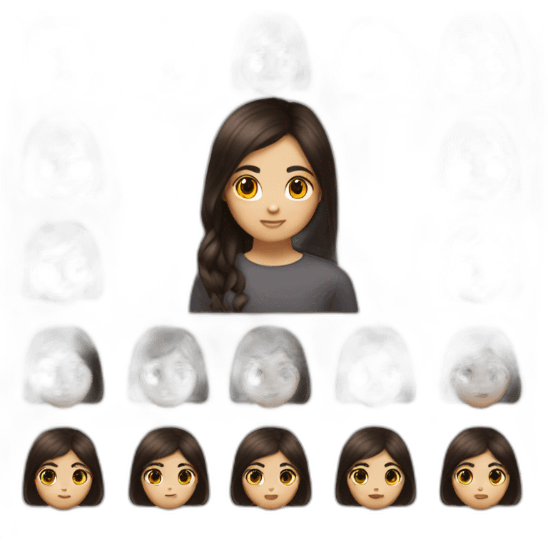 Uzbek teenager, dark brown a bit shiny hair with emoji