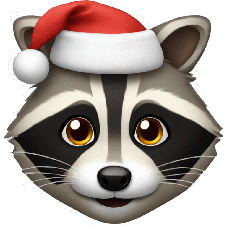 Raccoon face with Christmas hat emoji