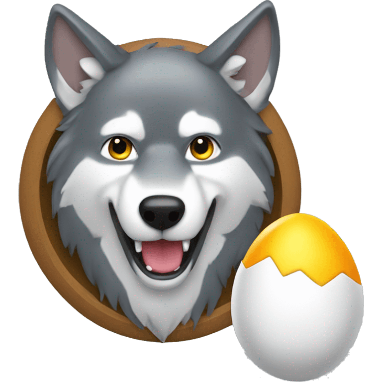 Wolf with egglant emoji