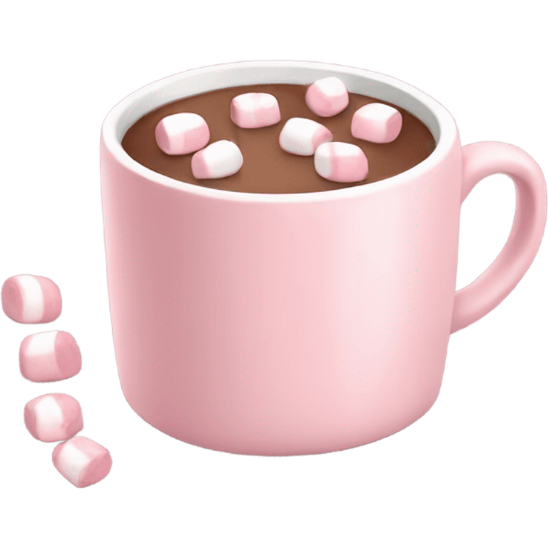 Light Pink mug of hot chocolate with marshmallows  emoji