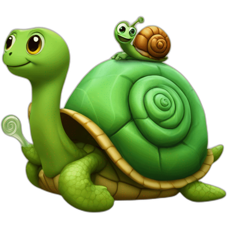 turtel ride a snail emoji