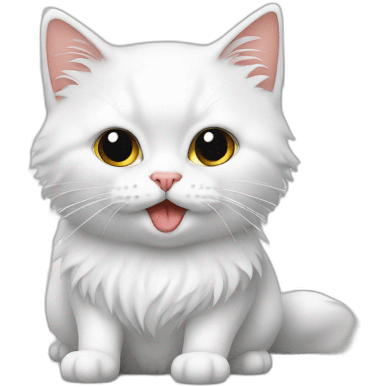 chat blanc à poil long emoji