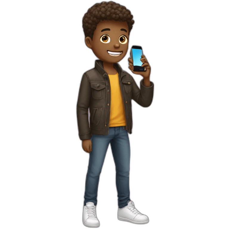 stylish boy with phone emoji