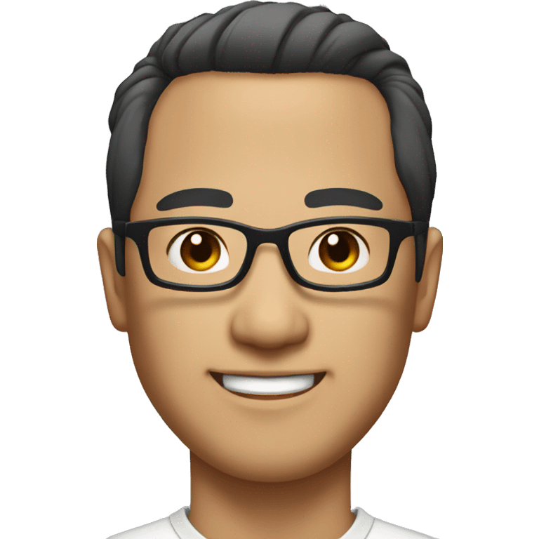 40 yo asian man with pony tail hair and glasses  emoji