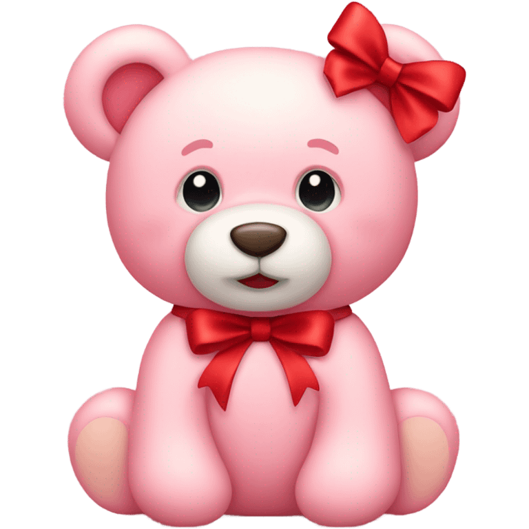 Light Pink teddy bear with red bow emoji