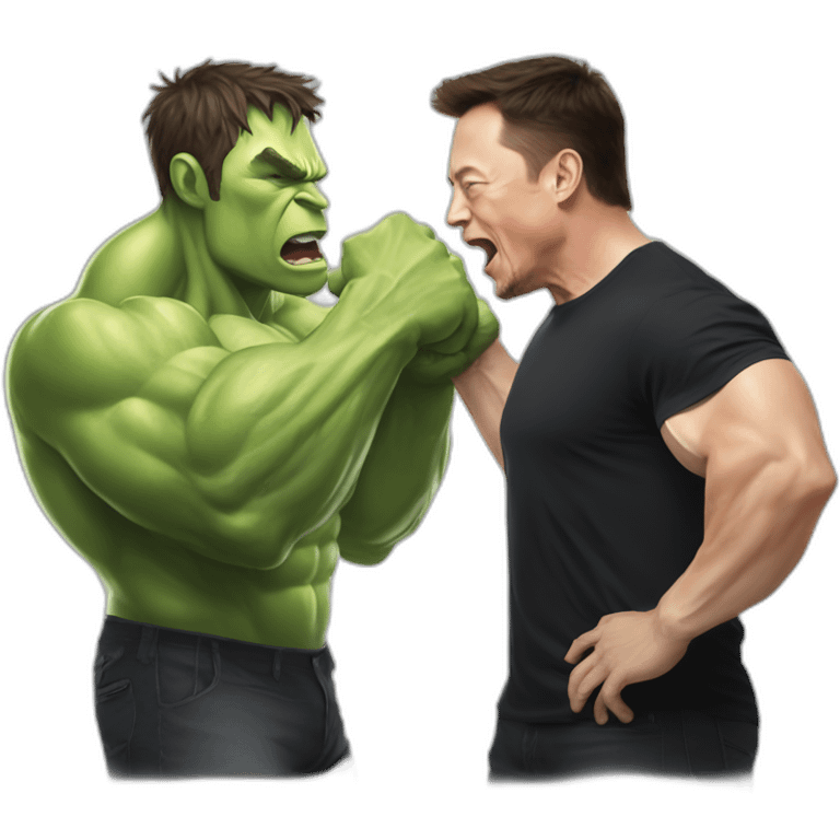 elon musk defeats hulk fighting emoji