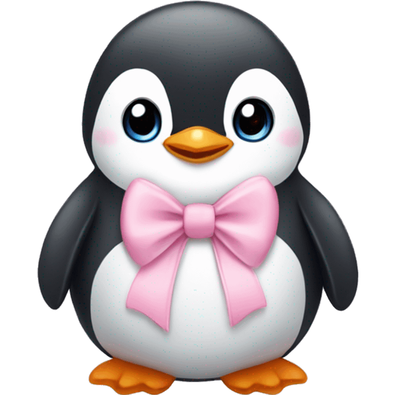 baby Penguin wearing baby pink bow emoji