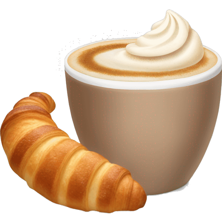 Cup of cappuccino with croissant emoji