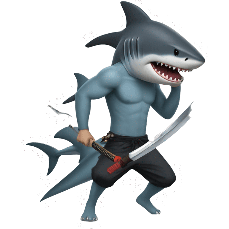 shark with a katana and a naruto hat  emoji