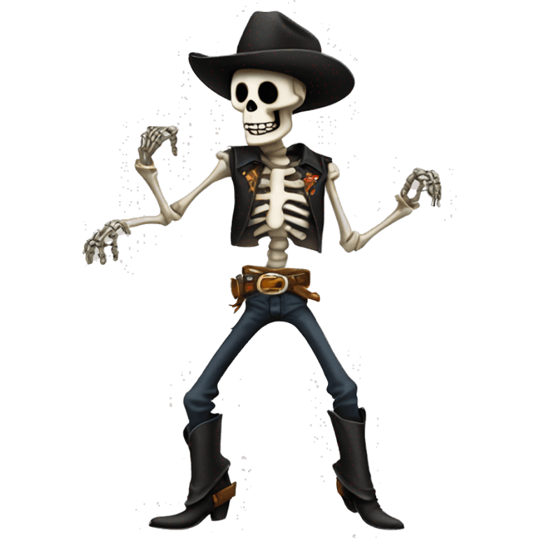 A dancing skeleton cowboy  emoji