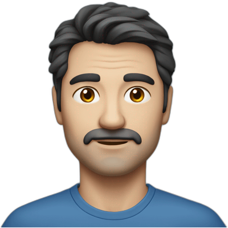 man dark hair - 40 years old - blue shirt - Slavic appearance emoji