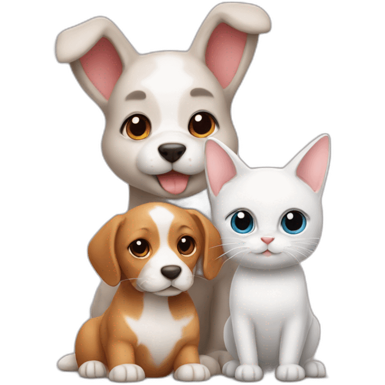 dog rabbit cat together emoji