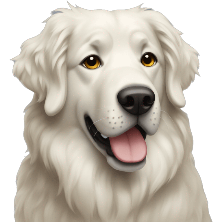 Black maremma dog with golden hair on her ears emoji