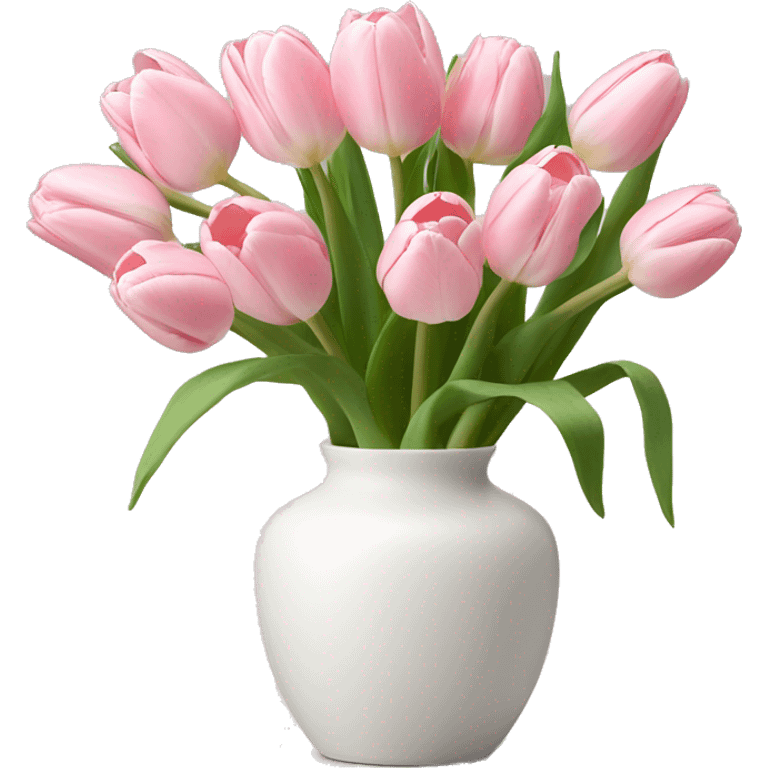 Light pink tulips in white vase emoji