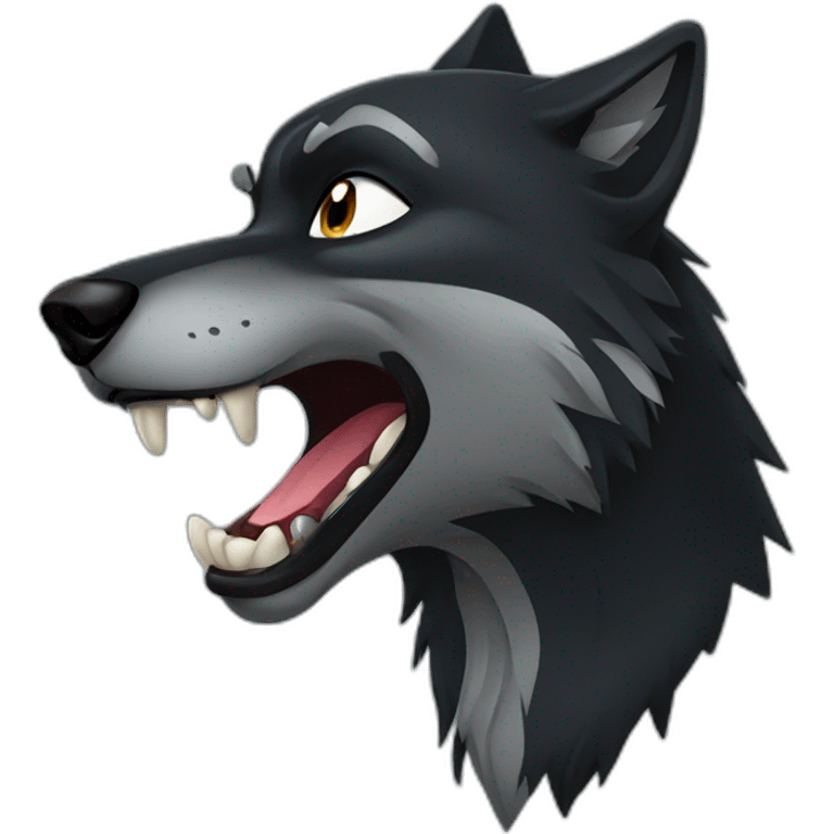 Black wolf growling  emoji