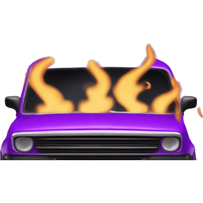 A lot Purple Flammes in the background and and car in the middle emoji