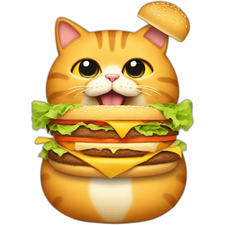 fat cat eating burger emoji